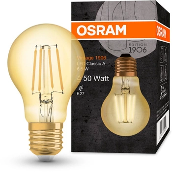 Żarówka LED E27 A60 6,5W = 55W 725lm 2400K Ciepła 360° OSRAM Vintage 1906