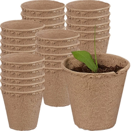 Zestaw 24x Doniczki Torfowe 8x8 cm do Rozsady Wysiewu Pikowania Na Sadzonki Biodegradowalne Okrągłe
