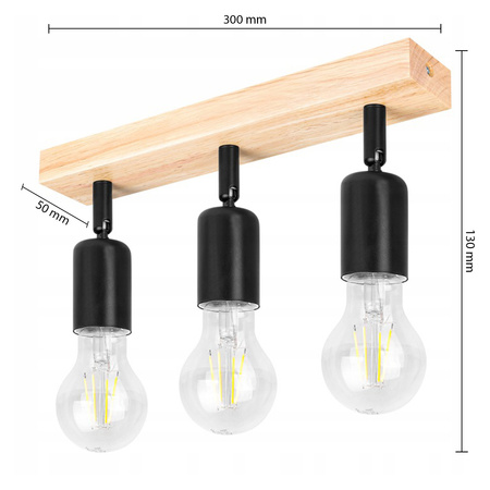 Lampa Sufitowa Spot Tuba Reflektor Oprawa Halogenowa 3x E27 Ruchomy Czarny Brązowy Eos Masterled