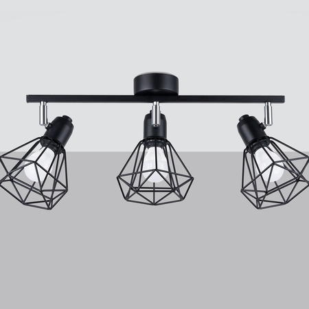 Lampa Sufitowa Listwa Oświetleniowa 3x E14 Żyrandol Geometryczna Geometryczna Czarna Nowoczesna Artemis Sollux
