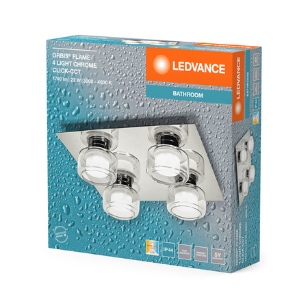 Kinkiet Łazienkowy LED Lampa Sufitowa Punktowa IP44 22W CCT 3000K-4000K Chrom LEDVANCE