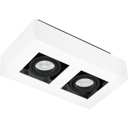 Oprawa Natynkowa HALOGENOWA Ruchoma 2x GU10 Prostokątna Biała 85mm NEMO