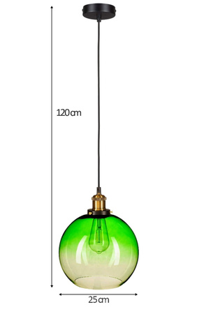 Lampa Wisząca Czarno-Zielona Ombre E27 Sufitowa Zwis Szklany Klosz Nowoczesna