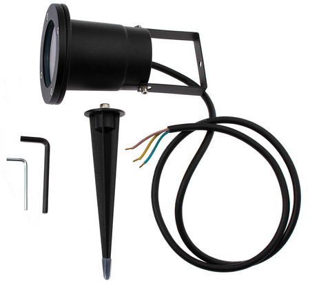 Lampa Ogrodowa LED Wbijana GU10 IP65 Wodoszczelna Czarna z Przewodem 1m