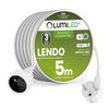 Przedłużacz Sieciowy Kabel z Uziemieniem Listwa Zasilająca 1 Gniazdo 5m Biały Sznur Lendo Lumiled