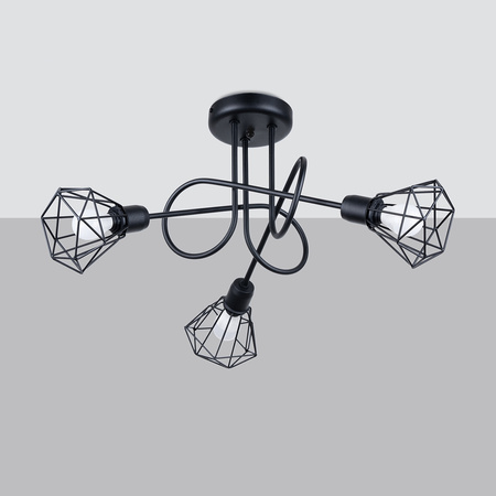 Lampa Sufitowa Wisząca 3x E14 Żyrandol Geometryczna Geometryczna Czarna Nowoczesna Artemis Sollux