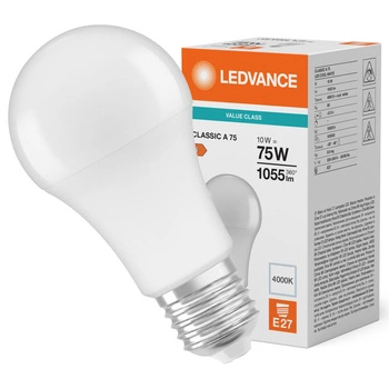 Żarówka LED A60 E27 10W = 75W 1055lm 4000K Neutralna Biała LEDVANCE
