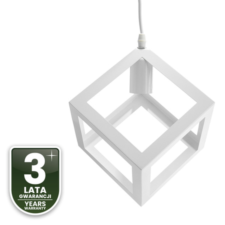 Lampa Wisząca Sufitowa Geometryczna Kwadrat Zwis LED E27 TALUS Biała LUMILED