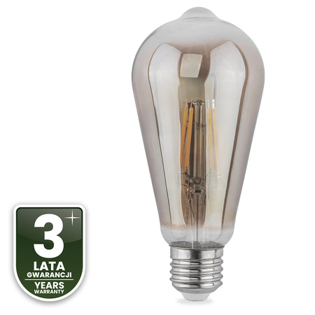 Zestaw 6x Żarówka LED EDISON E27 ST64 6W = 50W 420lm 2200K Ciepła 360° Filament LUMILED Smokey