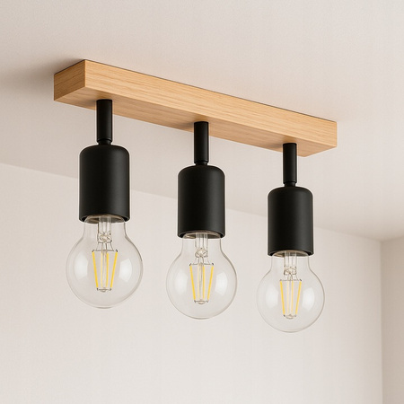 Lampa Sufitowa Spot Tuba Reflektor Oprawa Halogenowa 3x E27 Ruchomy Czarny Brązowy Eos Masterled