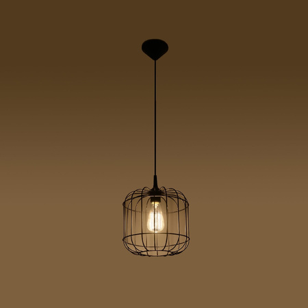 Lampa Sufitowa Wisząca Zwis E27 Owalna Czarna Industrialna Celta Sollux