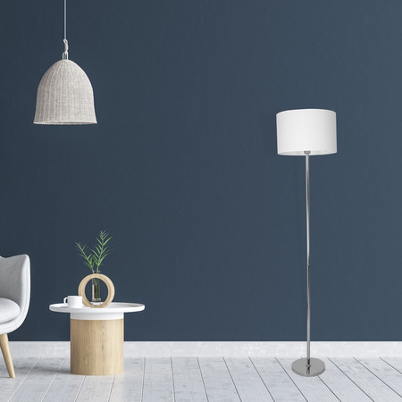 Lampa Stojąca Podłogowa CASINO Biała Chrom 1xE27 Milagro