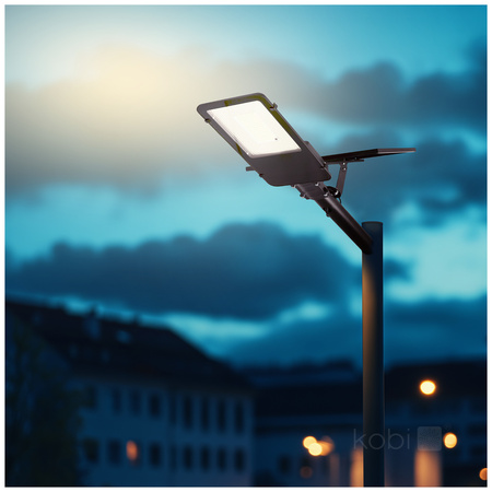 Lampa Uliczna Solarna LED Przemysłowa Oprawa Drogowa 11W 1100lm 4000K Neutralna z Czujnikiem Zmierzchu IP54 Czarna Solit Kobi