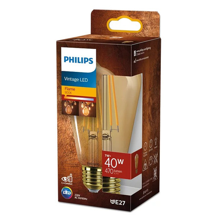 Żarówka LED Edison E27 ST64 7W = 40W 470lm 1800K Ciepła Filament Bursztynowa PHILIPS