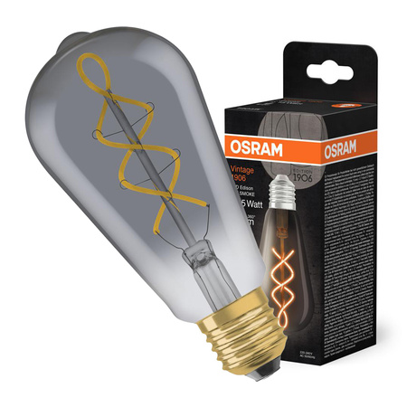 Żarówka LED Dekoracyjna ST64 Edison E27 4W = 15W 140lm 1800K Ciepła 330° Dymiona Vintage 1906 Osram
