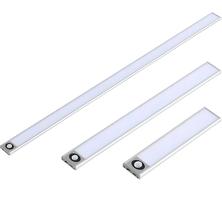 Lampka Podszafkowa LED Listwa Meblowa Samoprzylepna 2W 4500K 40cm z Czujnikiem Ruchu Srebrna