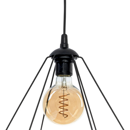 Lampa wisząca BASKET 1xE27 Geometryczny Kształt Loft Czarna Koszyk Diament MLP7214 Metal