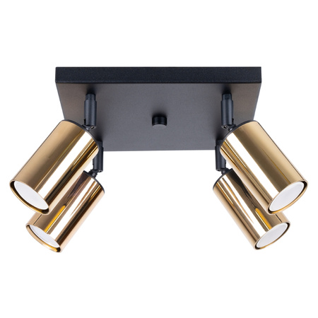 Lampa Sufitowa Oprawa Natynkowa SPOT TUBA Reflektor 4x GU10 Plafon Tubularna Czarna Złota Nowoczesna Winx Sollux