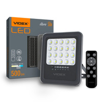 Naświetlacz Solarny Lampa LED z Pilotem 6W 500lm 5000K Neutralna 90° 3.7V IP65 IK07 Natynkowy Szary VIDEX