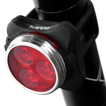 Latarka lampka rowerowa TYŁ MS B301 3x LED 4 tryby świecenia
