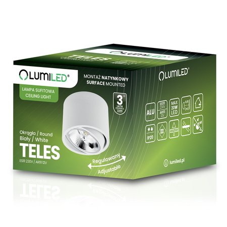 Oprawa Natynkowa HALOGENOWA SPOT TUBA Ruchoma GU10 ES111 Okrągła Biała 100mm TELES LUMILED