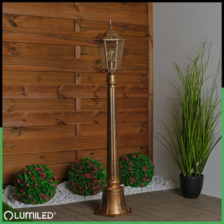 Lampa Ogrodowa Zewnętrzny E27 Niski SŁUPEK LATARNIA 110cm Patyna BELLIS LUMILED