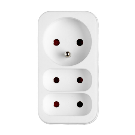 Rozgałęźnik Sieciowy Elektryczny 2x Euro 2P + 1x 2P+0 Złodziejka 3 Gniazdka VAYOX