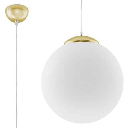 Lampa Sufitowa Wisząca Zwis Kula E27 Kulista Biała Złota Minimalistyczna Ugo Sollux
