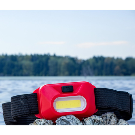 Latarka Czołowa Bateryjna Czerwona COB IP44 150lm VA0118 Vayox