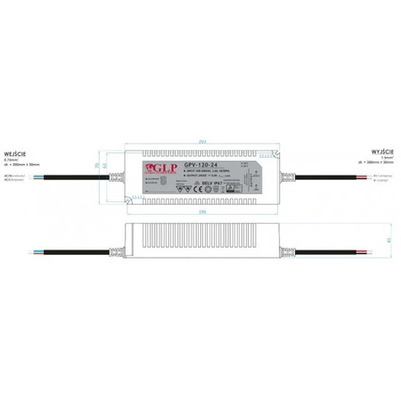 Zasilacz stałonapięciowy LED GPV-120W 24V/5A napięciowy hermetyczny IP67 wodoszczelny