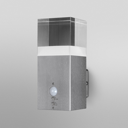 Lampa Ogrodowa Zewnętrzna Kinkiet Elewacyjny LED 4.9W 400lm 3000K IP44 Srebrny Z Czujnikiem Ruchu i Zmierzchu Endura Ledvance