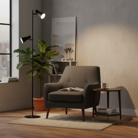 Lampa podłogowa 7W 2x LED BERG czarna 3000K GOLDLUX (Polux)