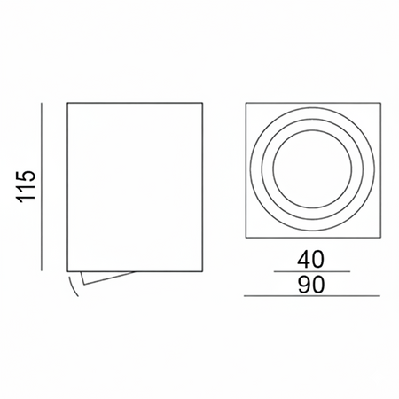 Oprawa Natynkowa HALOGENOWA Spot Tuba Ruchoma GU10 Kwadratowa Czarna 115mm AMAT-L LUMILED