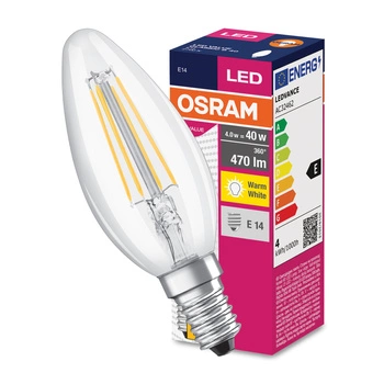 Żarówka LED E14 B35 4W = 40W 470lm 2700K Ciepła 300° Filament OSRAM 