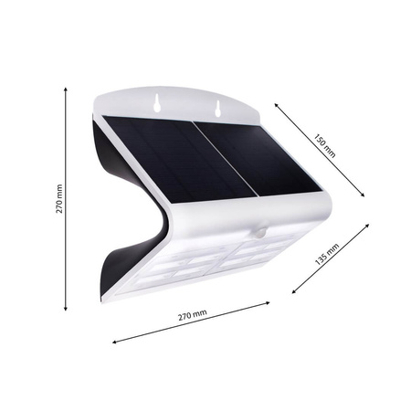 Lampa Ogrodowa Solarna Kinkiet Elewacyjny BUTTERFLY LED IP65 6,8W 4000K Czujnik Biała Eko-Light