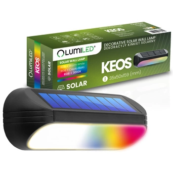 Lampa Solarna Ogrodowa LED Kinkiet Ścienny Elewacyjny 3000K + RGB KEOS LUMILED
