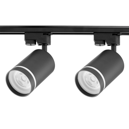 Zestaw Szyna Oświetleniowa Szynoprzewód 1m + 2x Reflektor Szynowy LED GU10 Czarny z Pierścieniem Dekoracyjnym