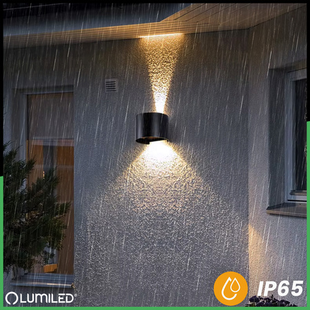 Kinkiet Ogrodowy Elewacyjny LED 2x3W 4000K Regulowany góra dół Czarny PINUS LUMILED