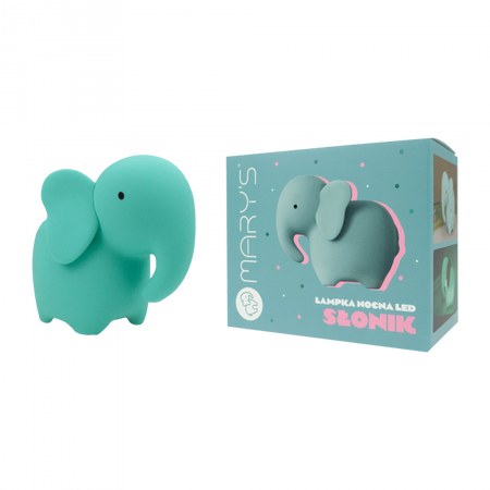 Lampka Nocna Dziecięca LED 1W 6000K Zimna Akumulatorowa 500mAh turkusowy SŁOŃ MARY'S