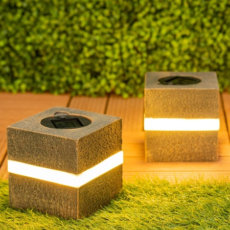 Lampa Solarna LED Zewnętrzna Ogrodowa Stojąca Kamień 3000K IP44 12cm Czujnik Zmierzchu