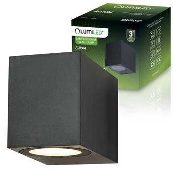 Kinkiet Ogrodowy Elewacyjny Lampa Zewnętrzna GU10 ALLIUM Czarna Kwadrat LUMILED