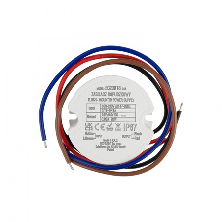 Zasilacz dopuszkowy FI60 do Taśm LED 20W 24V 0.83A Hermetyczny IP67 Ecolight