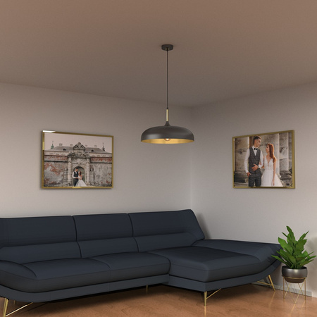 Lampa Wisząca Sufitowa LINCOLN Czarna Złota 1xE27 45cm Milagro