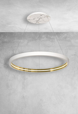 Lampa wisząca CASSIOPEIA 14W LED Okrągła Rama Biała Złota MZ5040 Milagro by Maciej Zień