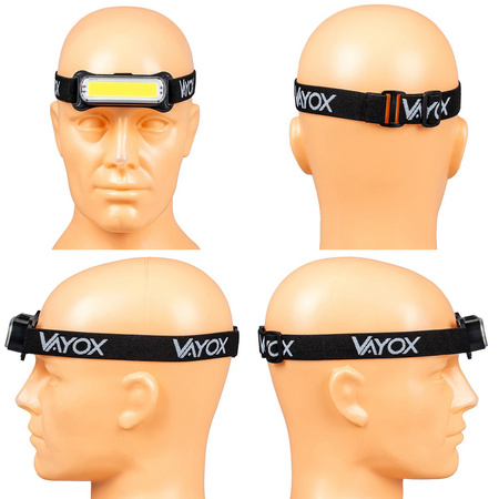 Latarka Czołowa Akumulatorowa 300lm COB LED 4 Tryby Pracy VAYOX