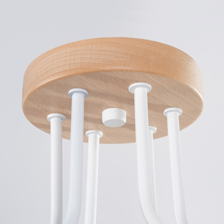 Lampa Sufitowa Żyrandol 6x E27 Naturalne Drewno Biała Timbo Peach Puff SL.1666 Sollux