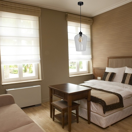 Lampa wisząca SANTIAGO 1xE27 Klosz Transparentne Szkło MLP6605 Metal + Szkło