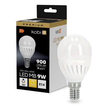 Żarówka LED E14 Kulka 9W 900lm 3000K Ciepła 200° Premium Kobi