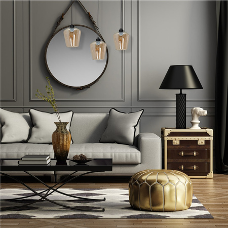 Lampa wisząca SANTIAGO 3xE27 Klosz Bursztynowe Szkło MLP6610 Metal + Szkło