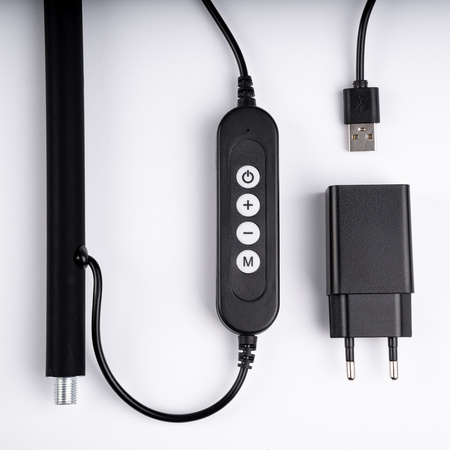 Lampa Stojąca Podłogowa Stołowa LED 14W CCT Ściemnialna z Regulacją Wysokości LONGA 2 Czarna LUMILED